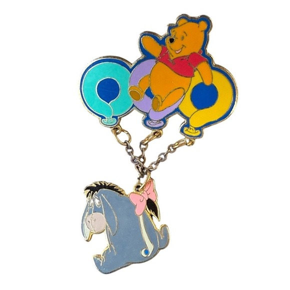 Disney Pin Trading 2004 Pooh & Eeyore Balloons Dangle Charm Collectible - Picture 1 of 4
